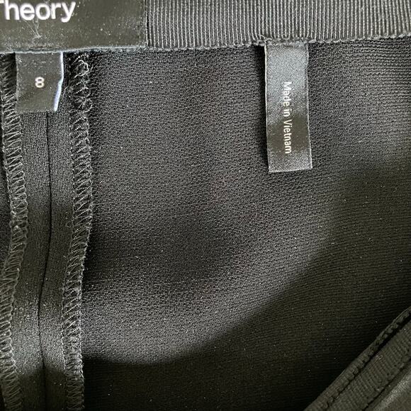 Theory Crepe Flare Leg Pants Size 8 Black Office Business Academia Work Preppy - Picture 7 of 11